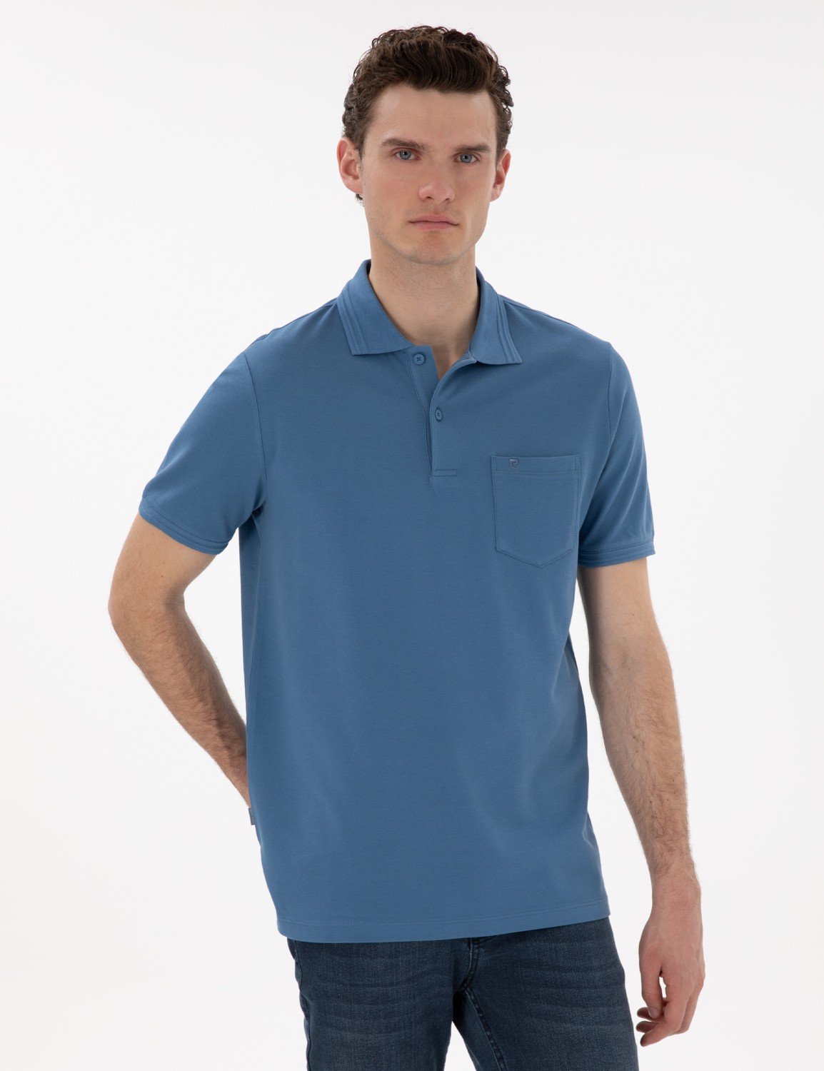 Pierre Cardin Erkek Koyu Mavi Regular Fit %100 Pamuk Polo Yaka Basic Tişört 50306552-VR032