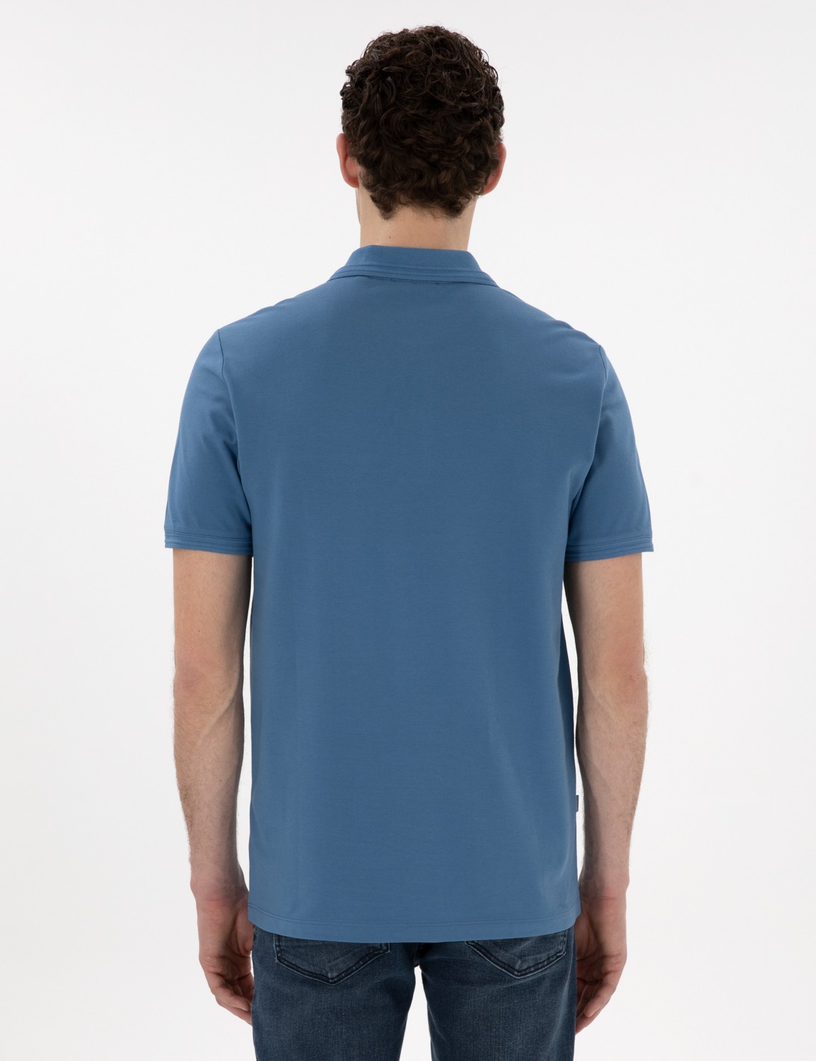 Pierre Cardin Erkek Koyu Mavi Regular Fit %100 Pamuk Polo Yaka Basic Tişört 50306552-VR032 görsel 5