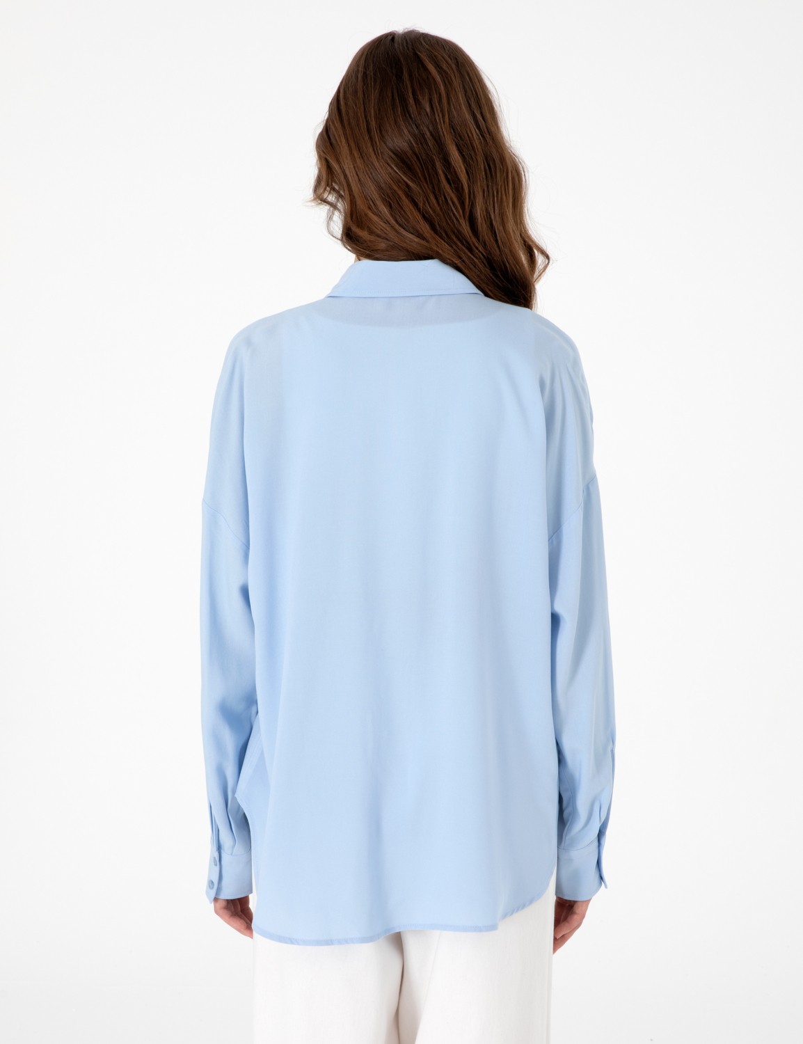 Pierre Cardin Kadın Fuşya Oversize Uzun Kollu Gömlek 50311567-VR023 görsel 5