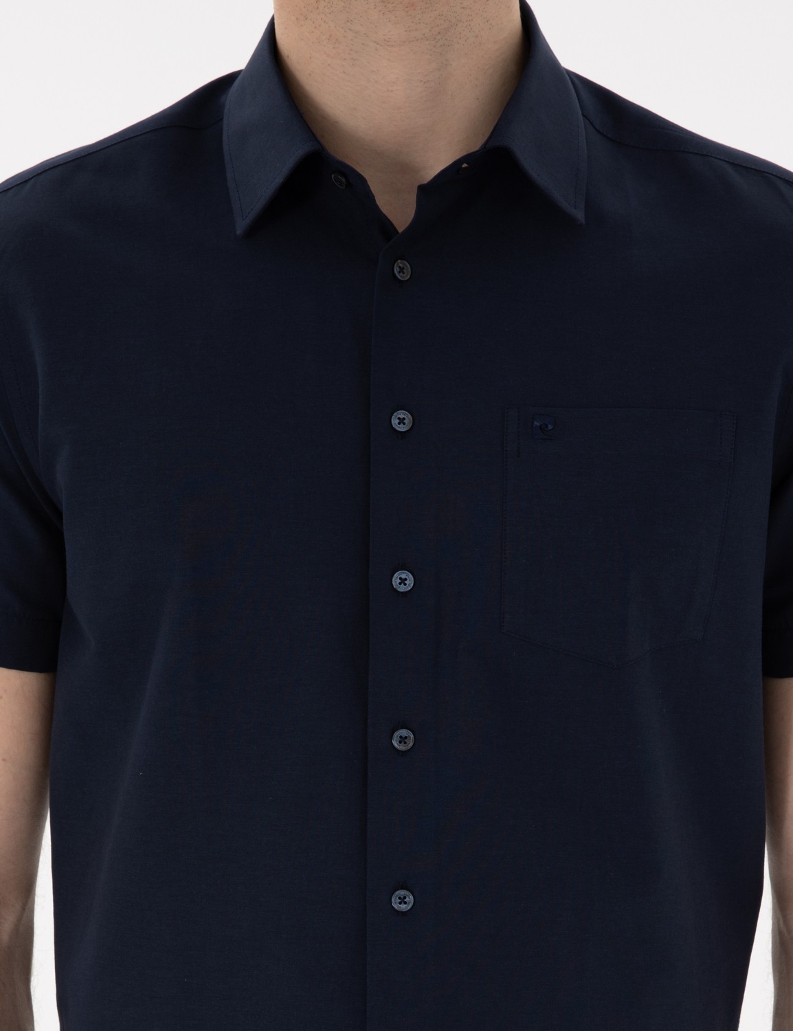 Pierre Cardin Erkek Lacivert Basic Regular Fit Kısa Kollu Cepli Gömlek 50307003-VR033 görsel 6