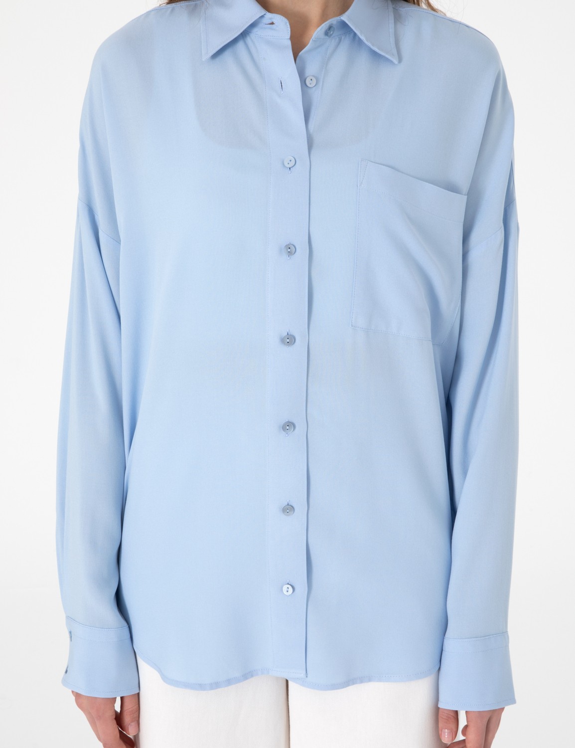 Pierre Cardin Kadın Fuşya Oversize Uzun Kollu Gömlek 50311567-VR023 görsel 6