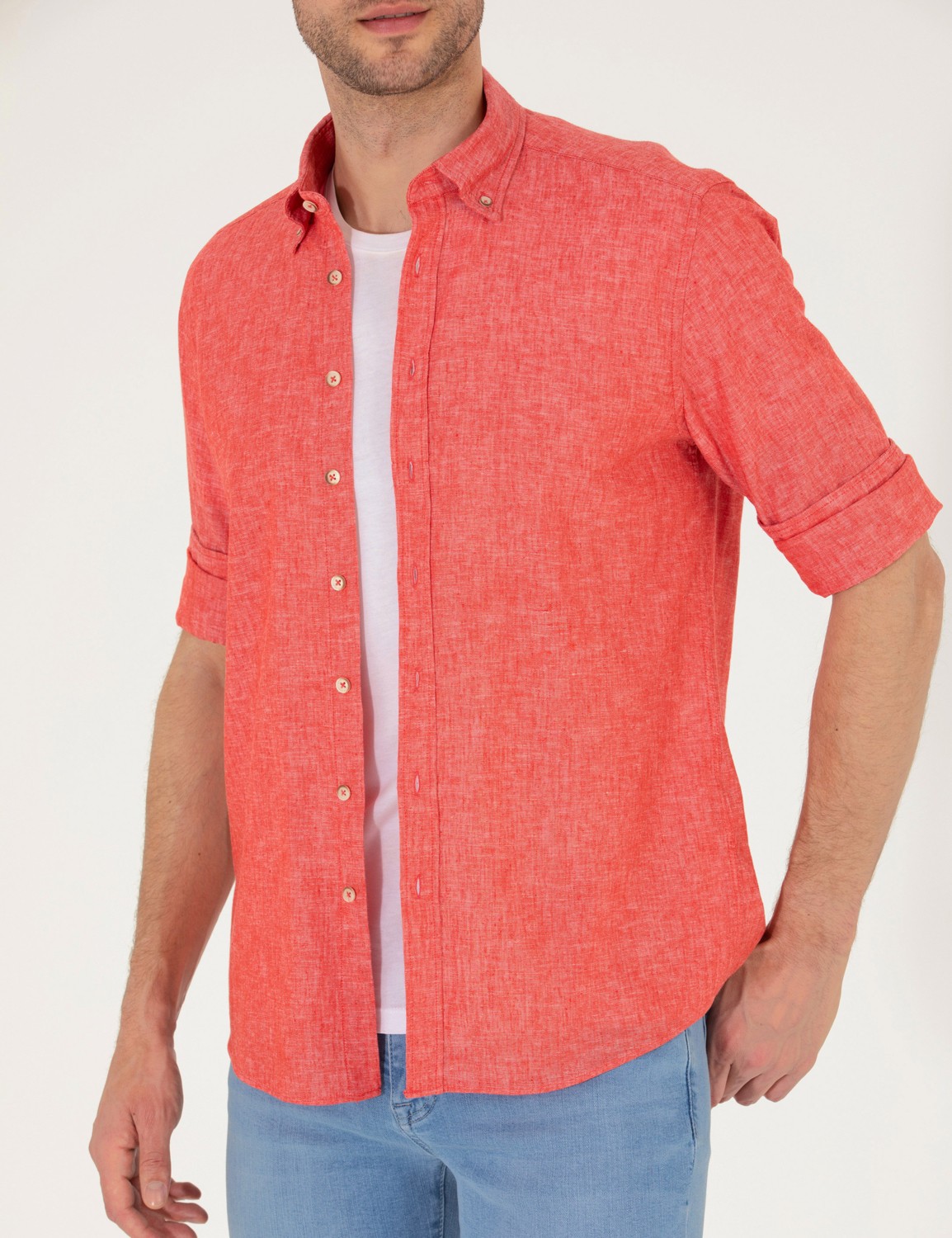 Pierre Cardin Erkek Beyaz Regular Fit Uzun Kollu Gömlek 50265119-VR013 görsel 6