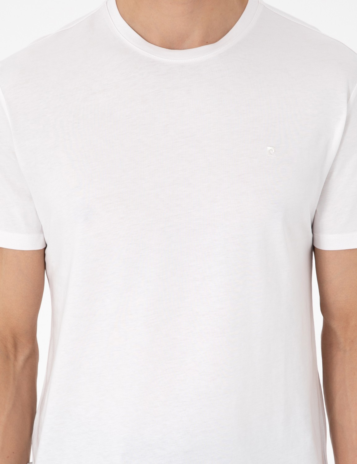 Pierre Cardin Erkek Beyaz %100 Pamuk Slim Fit Bisiklet Yaka Basic Tişört 50306980-VR013 görsel 6