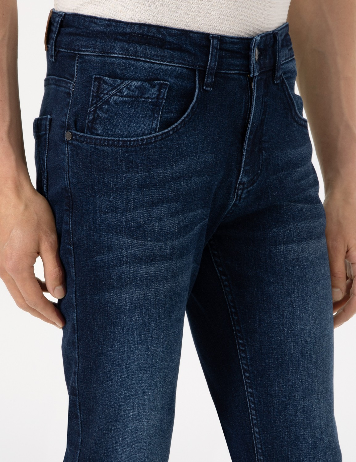 Pierre Cardin Erkek Lacivert Slim Fit Jean Pantolon 50309014-VR033 görsel 5