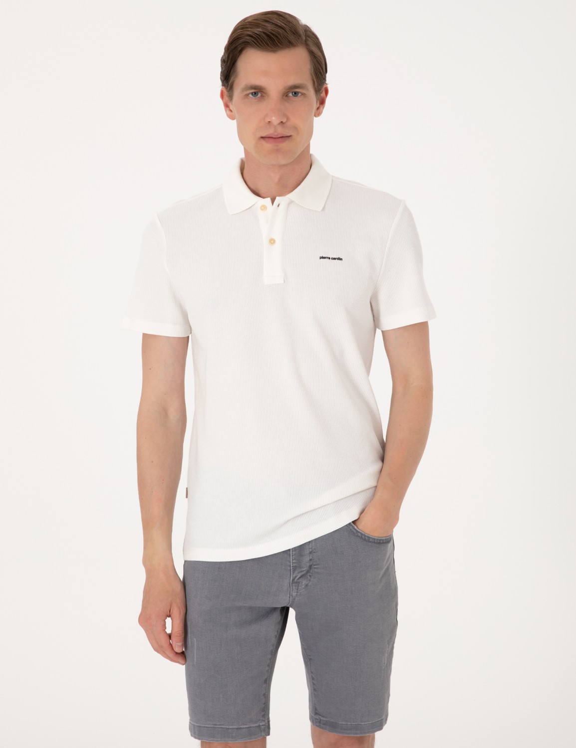 Pierre Cardin Erkek Siyah Slim Fit Örme Dokulu Düğmeli Polo Yaka Tişört 50309946-VR046