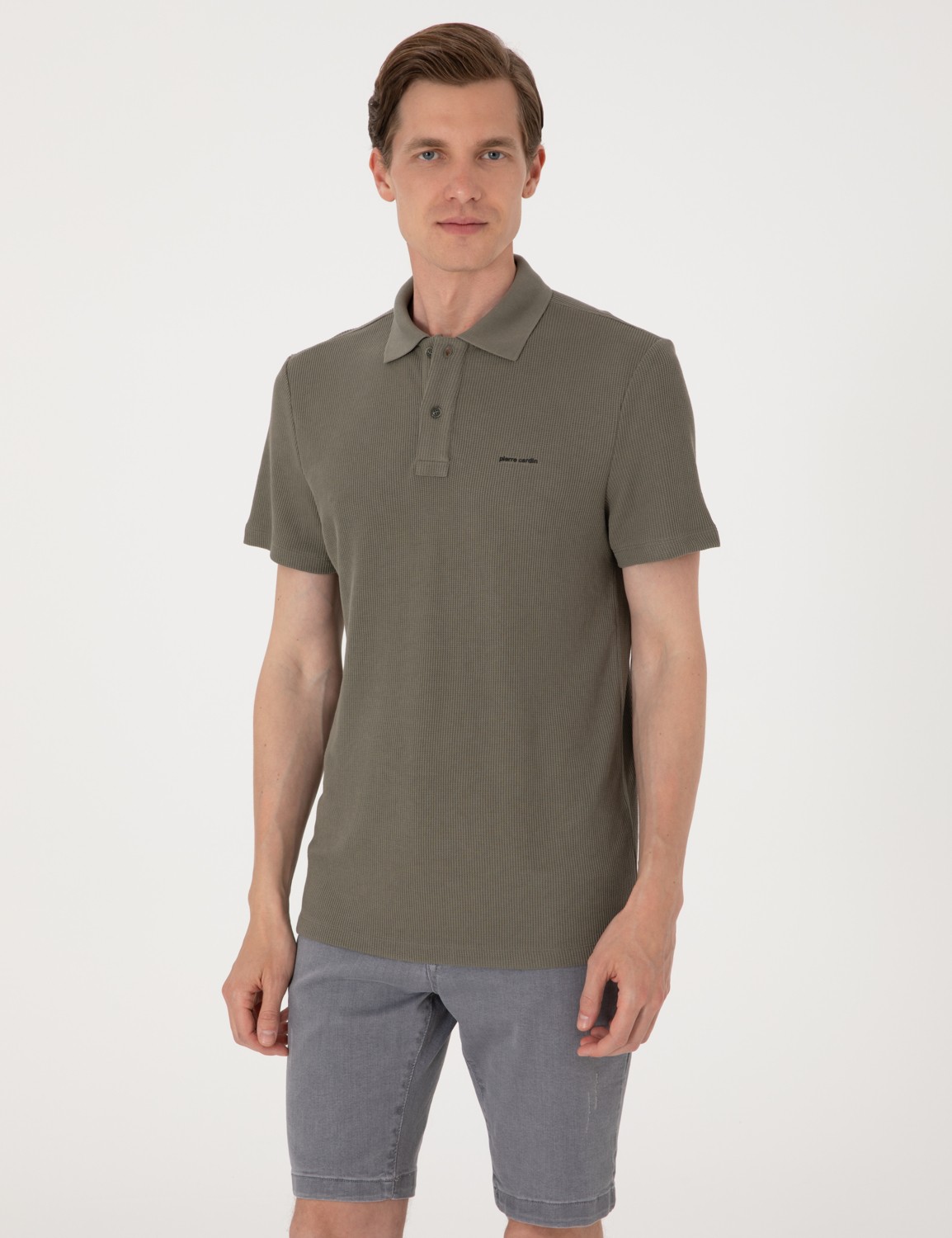 Pierre Cardin Erkek Siyah Slim Fit Örme Dokulu Düğmeli Polo Yaka Tişört 50309946-VR046