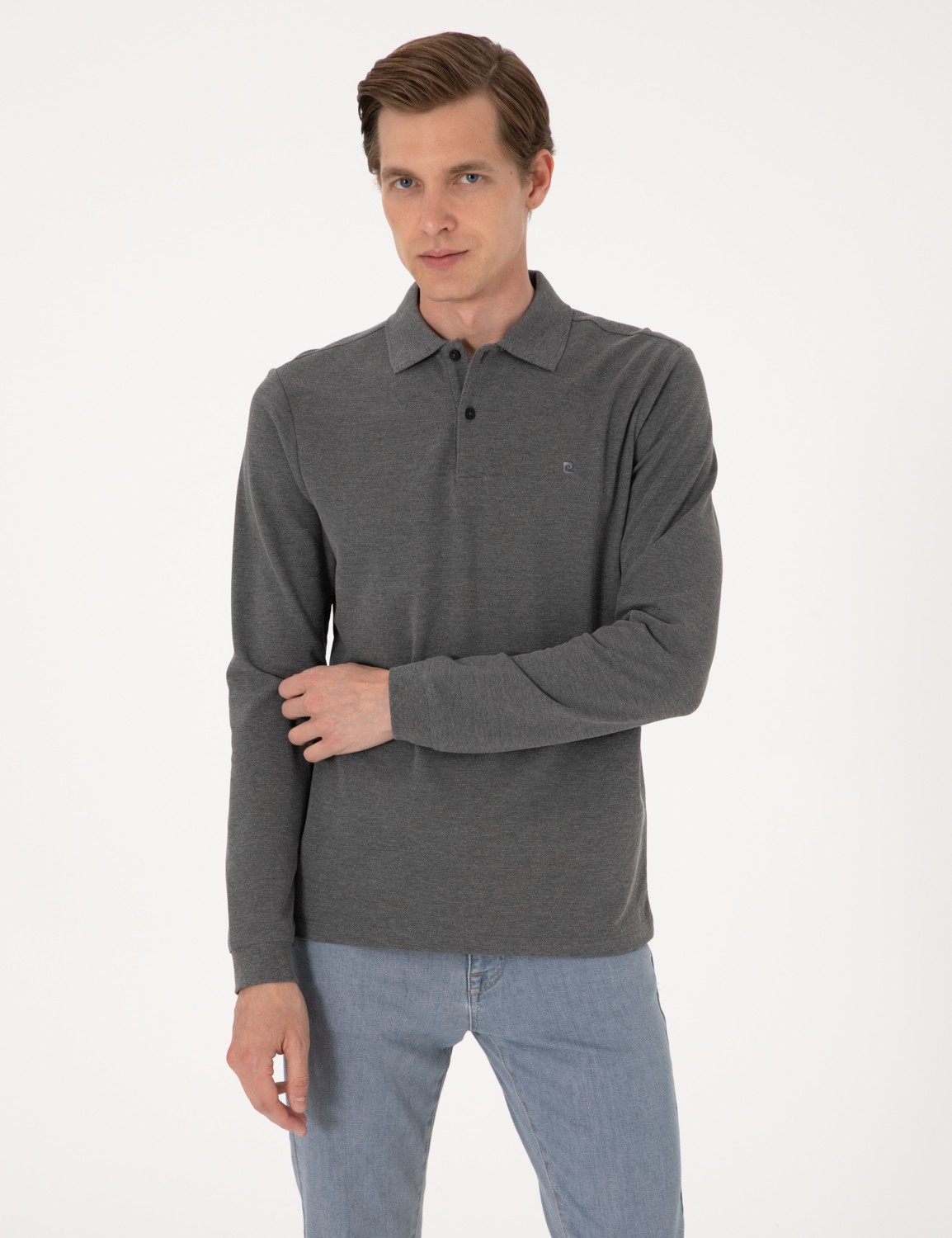 Pierre Cardin Erkek Bordo Slim Fit Kıvrılmaz Polo Yaka Basic Pike Sweatshirt 50314048-VR014