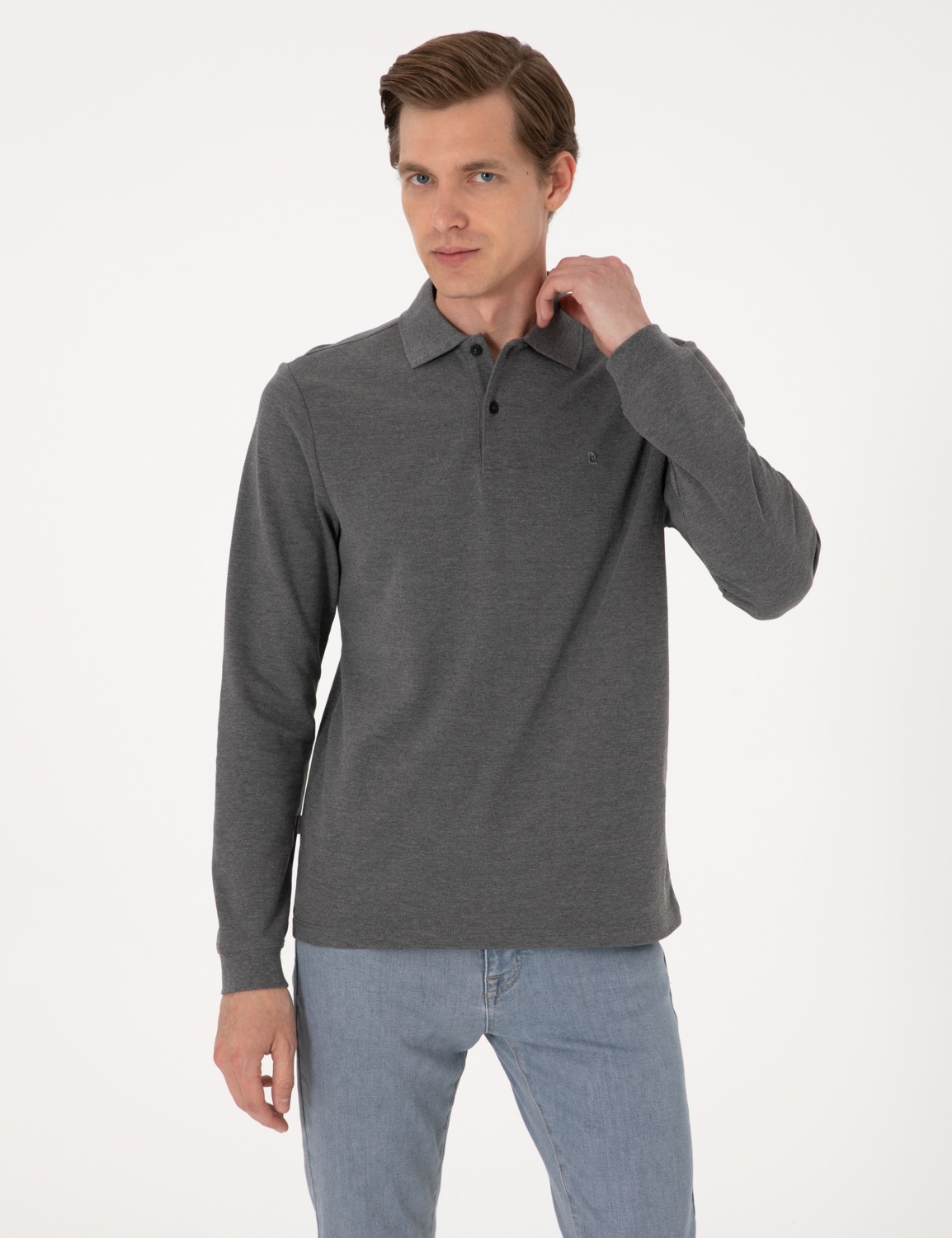 Pierre Cardin Erkek Bordo Slim Fit Kıvrılmaz Polo Yaka Basic Pike Sweatshirt 50314048-VR014 görsel 3