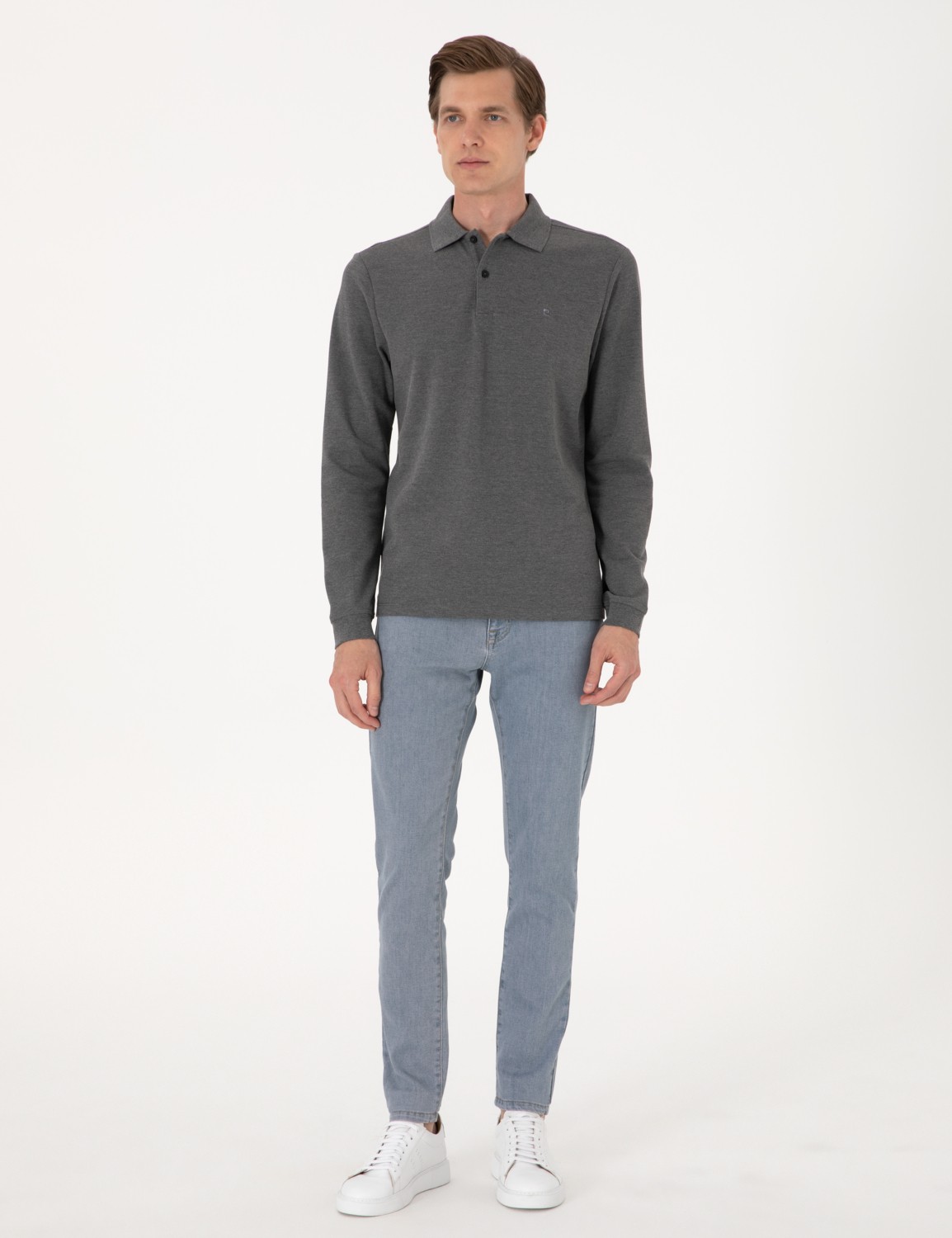 Pierre Cardin Erkek Bordo Slim Fit Kıvrılmaz Polo Yaka Basic Pike Sweatshirt 50314048-VR014 görsel 4
