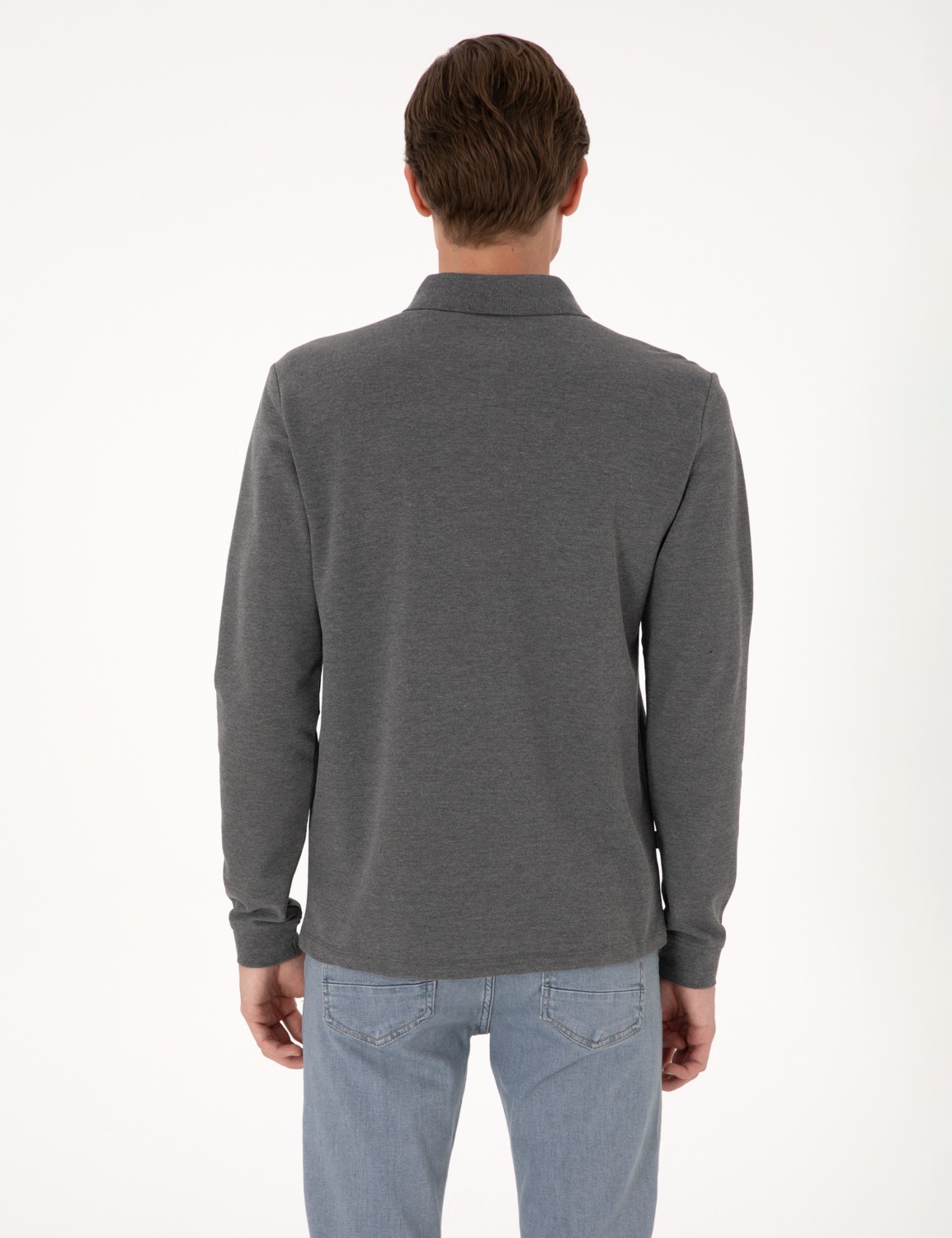 Pierre Cardin Erkek Bordo Slim Fit Kıvrılmaz Polo Yaka Basic Pike Sweatshirt 50314048-VR014 görsel 5
