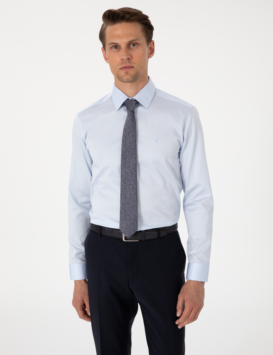 Pierre Cardin Erkek Beyaz %100 Pamuk Parlak Saten Slim Fit Uzun Kollu Basic Gömlek 50305127-VR013