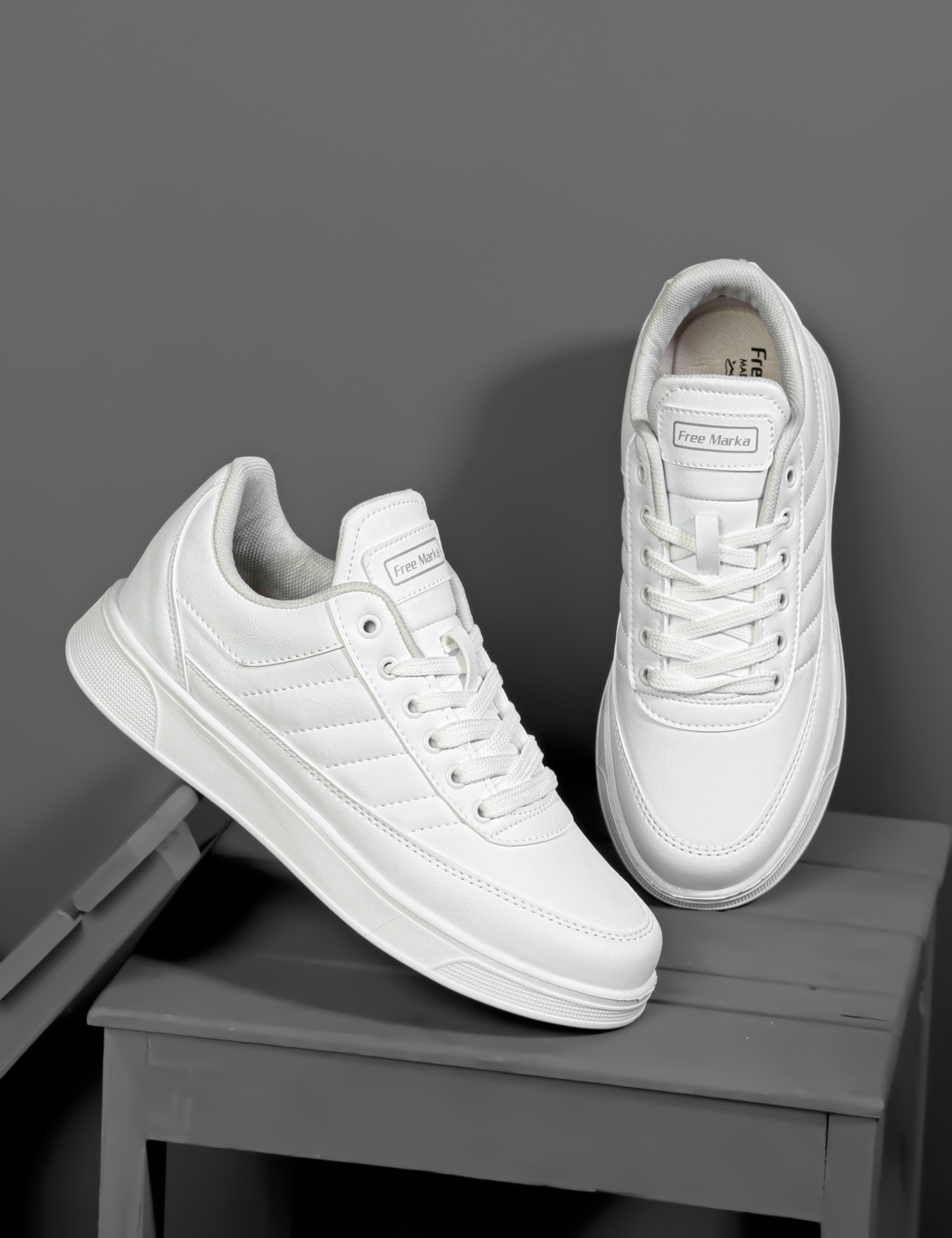 Free Marka Günlük Erkek Beyaz Sneaker Bağcıklı Rahat Ortopedik Spor Ayakkabı