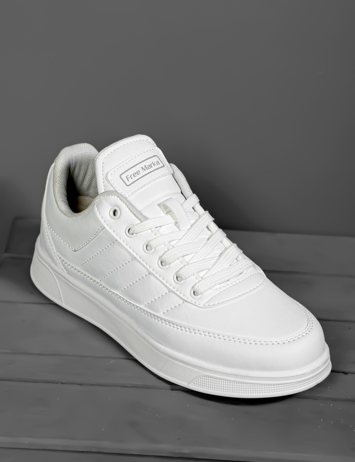 Free Marka Günlük Erkek Beyaz Sneaker Bağcıklı Rahat Ortopedik Spor Ayakkabı görsel 3