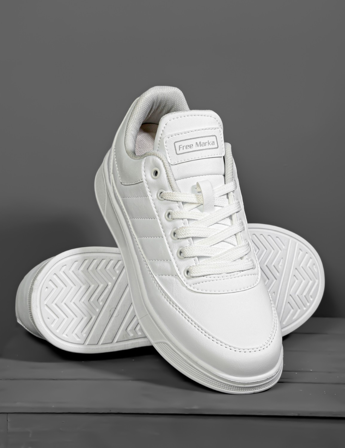 Free Marka Günlük Erkek Beyaz Sneaker Bağcıklı Rahat Ortopedik Spor Ayakkabı görsel 5