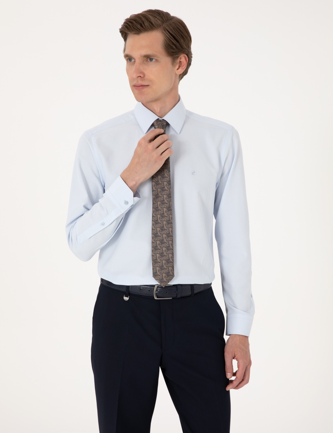 Pierre Cardin Erkek Açık Mavi Slim Fit Uzun Kollu Basic Gömlek 50316734-VR003 görsel 4
