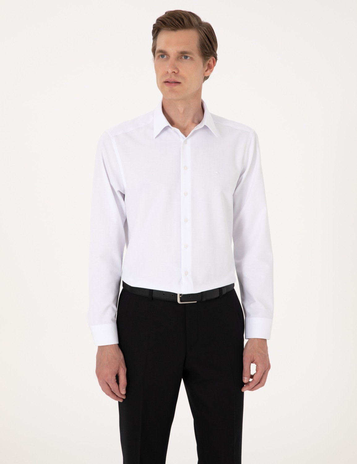 Pierre Cardin Erkek Açık Mavi Regular Fit Uzun Kollu Basic Gömlek 50316742-VR003 görsel 3