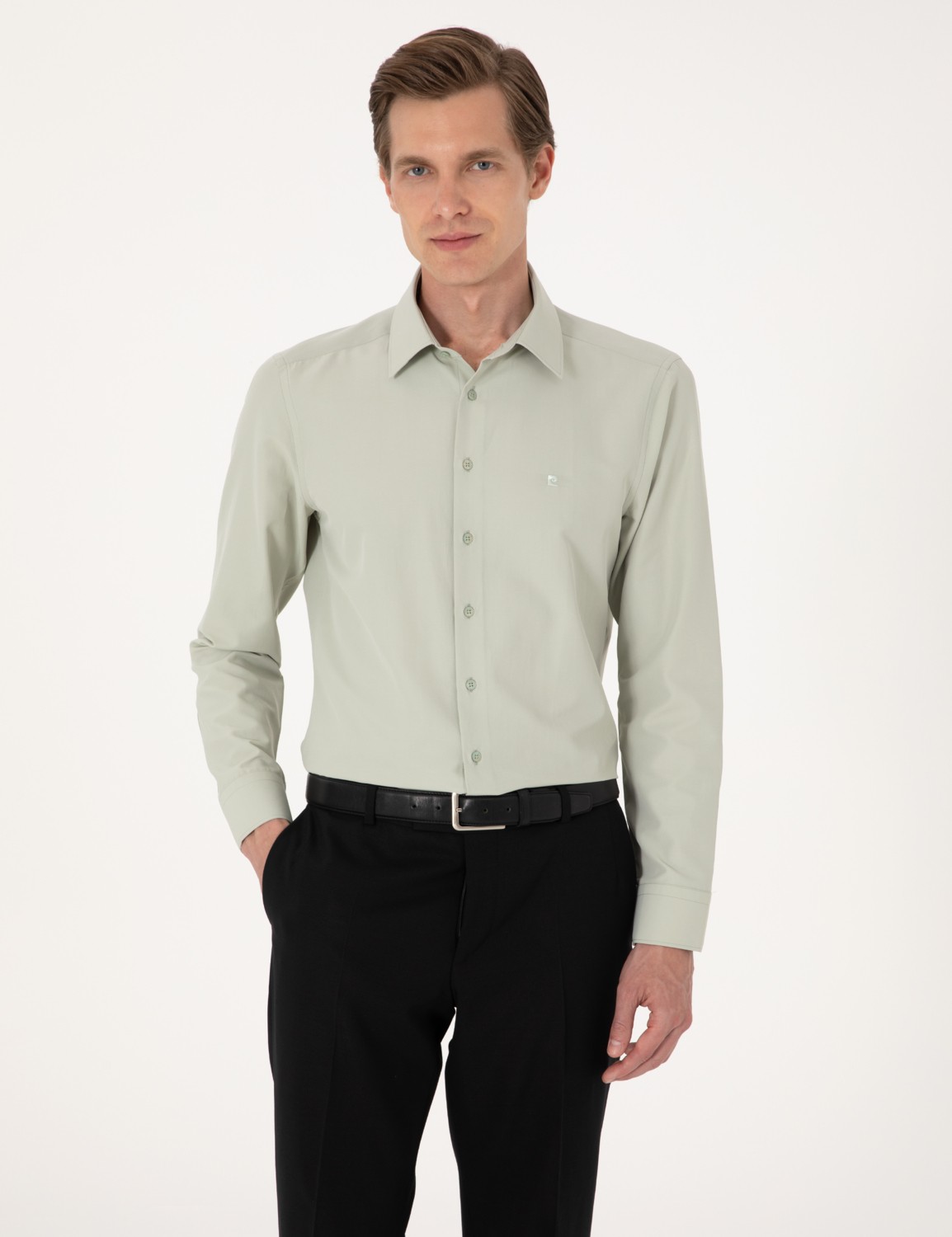 Pierre Cardin Erkek Açık Mavi Slim Fit Uzun Kollu Basic Gömlek 50316734-VR003