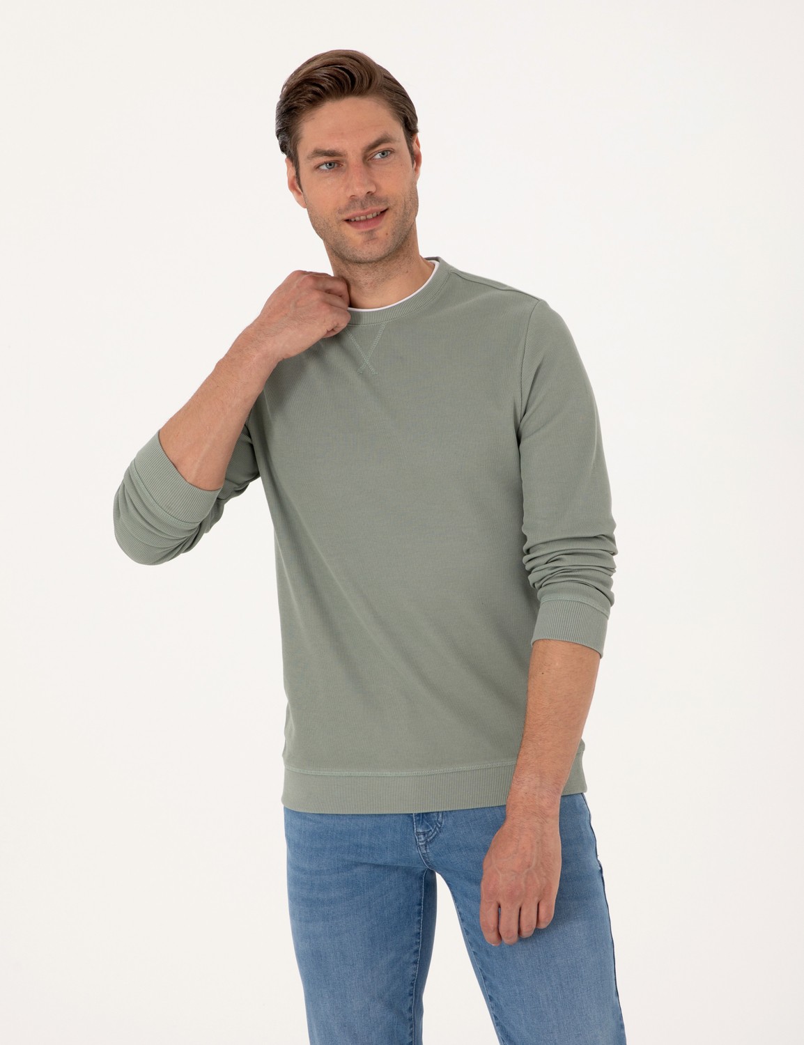 Pierre Cardin Erkek Yeşil Regular Fit Sweatshirt 50311649-VR255