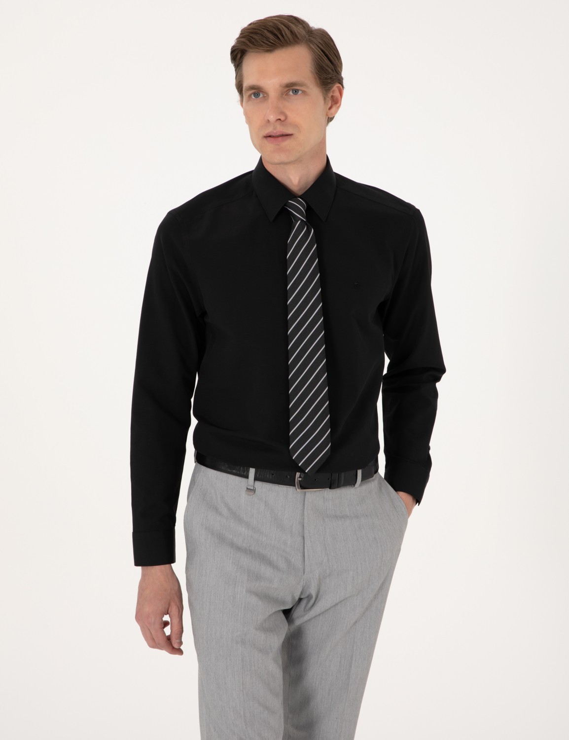 Pierre Cardin Erkek Açık Mavi Slim Fit Uzun Kollu Basic Gömlek 50316734-VR003