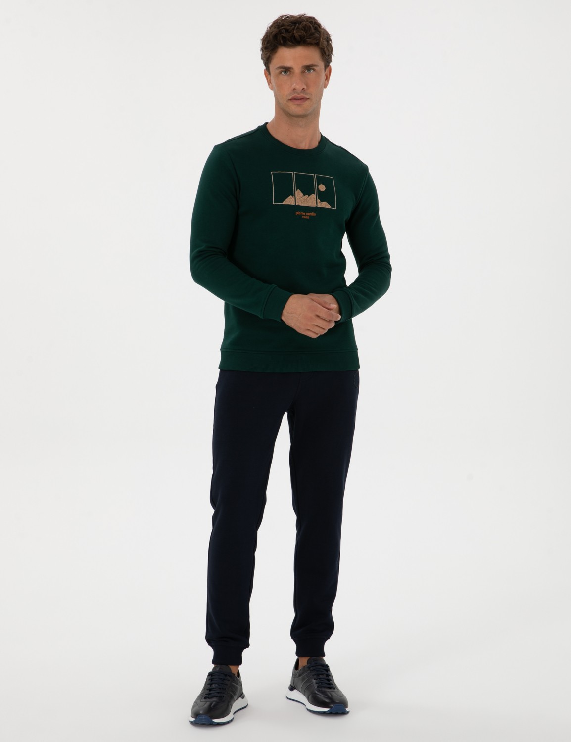 Pierre Cardin Erkek Siyah Slim Fit 3 Iplik Paçası Lastikli Eşofman Altı 50317676-VR046 görsel 7