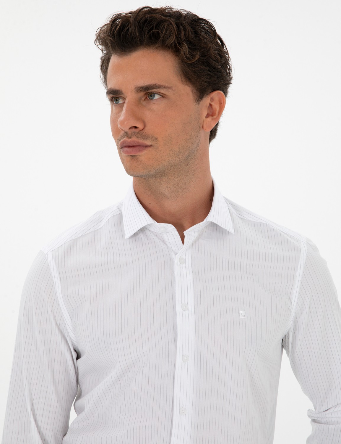 Pierre Cardin Mavi Çizgili Slim Fit Klasik Gömlek 50312349 VR036 görsel 2