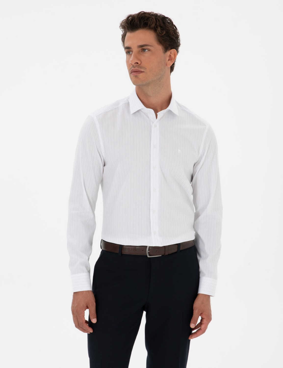 Pierre Cardin Mavi Çizgili Slim Fit Klasik Gömlek 50312349 VR036 görsel 3