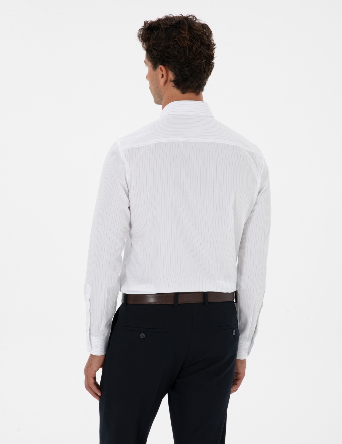 Pierre Cardin Mavi Çizgili Slim Fit Klasik Gömlek 50312349 VR036 görsel 5