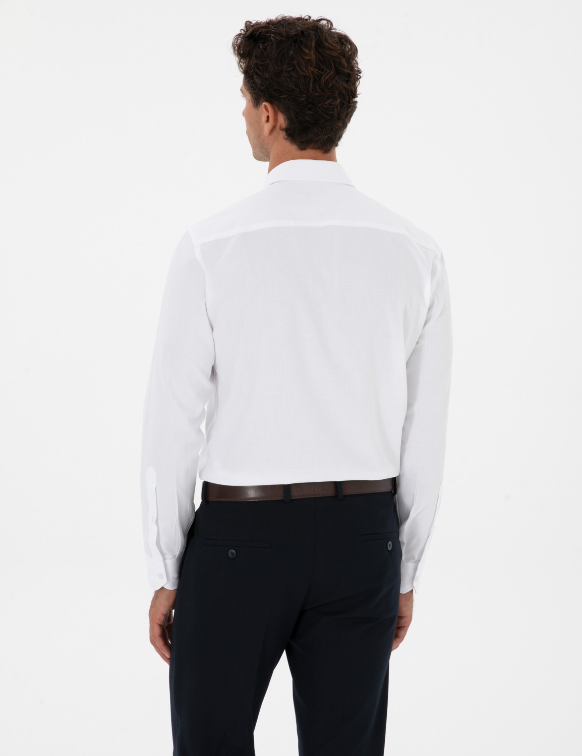 Pierre Cardin Erkek Beyaz Armürlü Slim Fit Gömlek 50312330-VR013 görsel 5