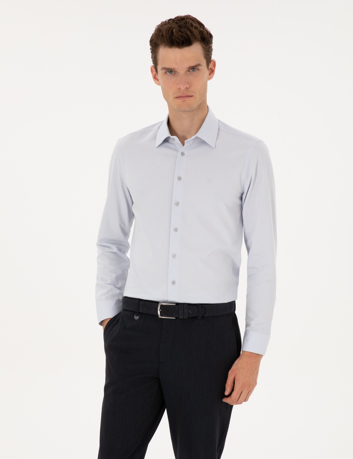 Pierre Cardin Erkek Beyaz Armürlü Slim Fit Gömlek 50312330-VR013