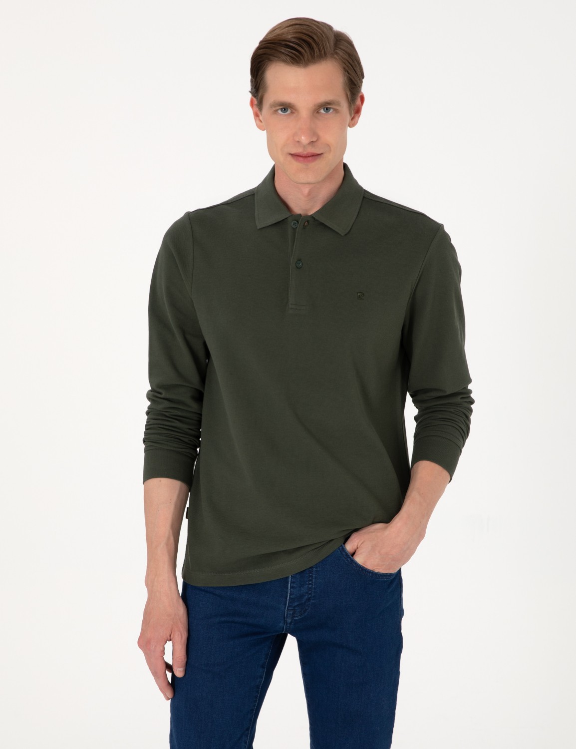 Pierre Cardin Erkek Bordo Slim Fit Kıvrılmaz Polo Yaka Basic Pike Sweatshirt 50314048-VR014