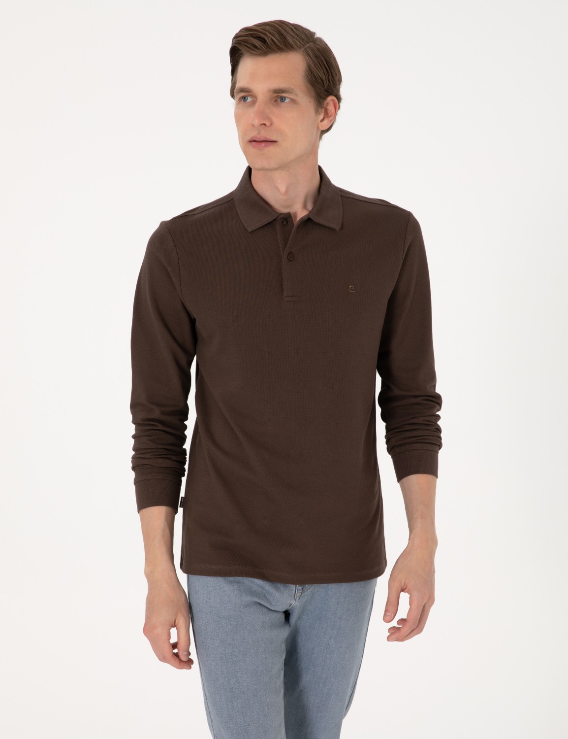 Pierre Cardin Erkek Bordo Slim Fit Kıvrılmaz Polo Yaka Basic Pike Sweatshirt 50314048-VR014