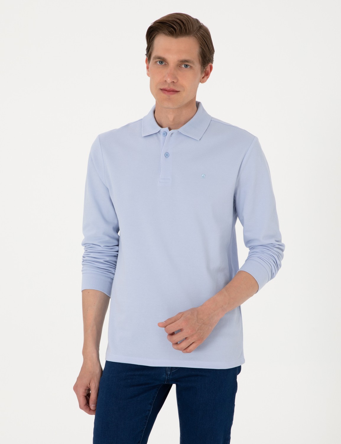 Pierre Cardin Erkek Bordo Slim Fit Kıvrılmaz Polo Yaka Basic Pike Sweatshirt 50314048-VR014
