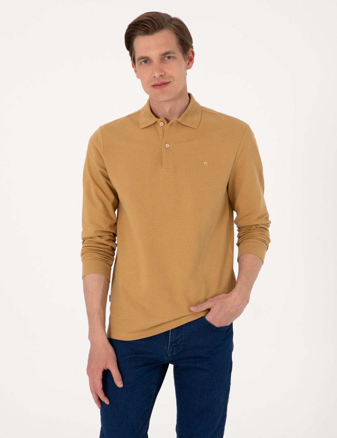 Pierre Cardin Erkek Bordo Slim Fit Kıvrılmaz Polo Yaka Basic Pike Sweatshirt 50314048-VR014