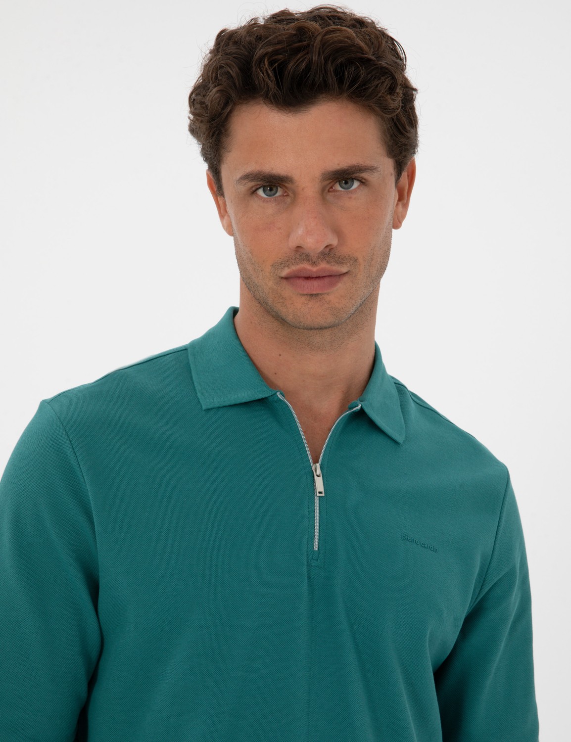 Pierre Cardin Erkek Bordo Slim Fit Kıvrılmaz Fermuarlı Polo Yaka Basic Pike Sweatshirt 50314046-VR014 görsel 2