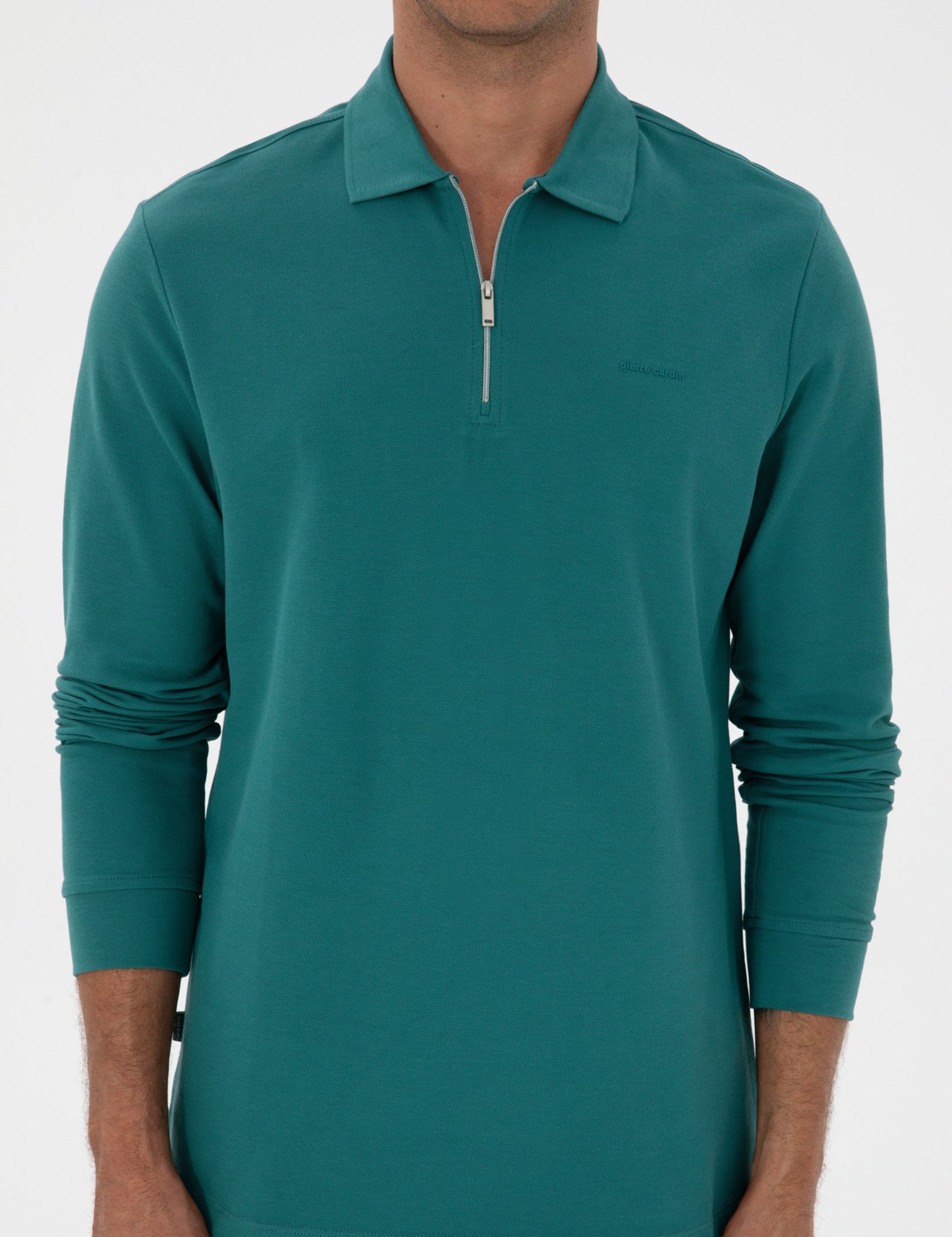 Pierre Cardin Erkek Bordo Slim Fit Kıvrılmaz Fermuarlı Polo Yaka Basic Pike Sweatshirt 50314046-VR014 görsel 6