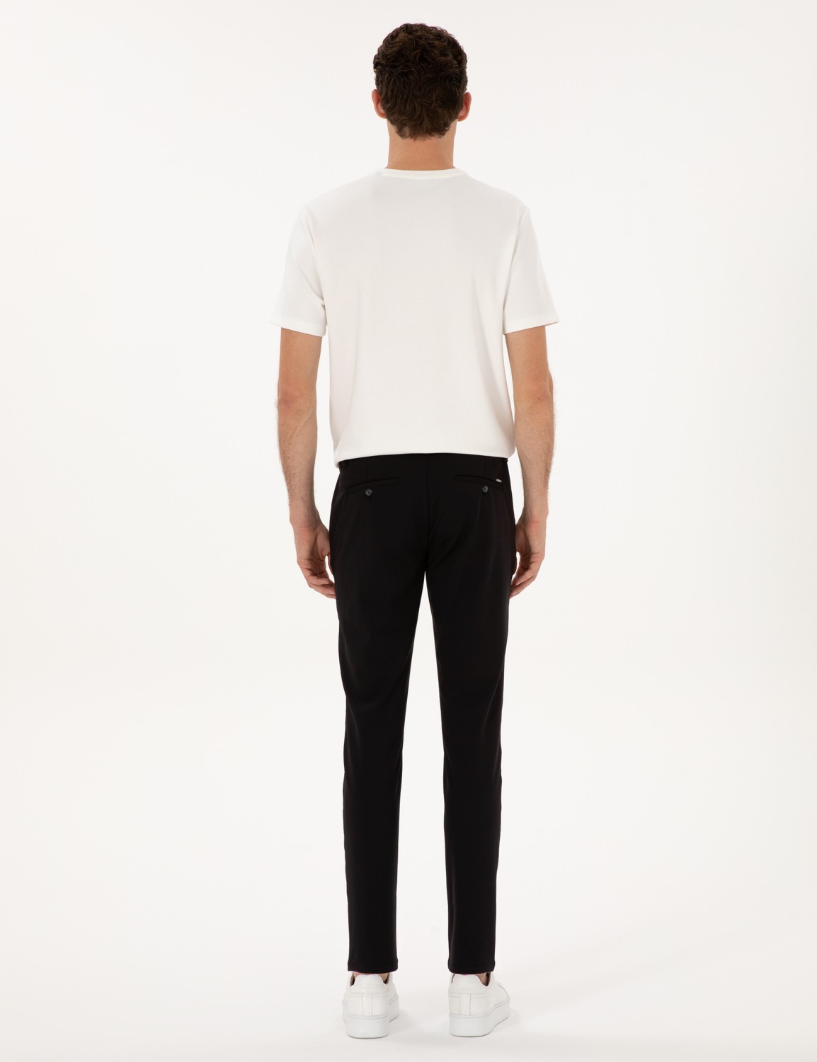 Pierre Cardin Erkek Siyah Slim Fit Beli Lastikli Kordonlu Jogger Kanvas Pantolon 50317281-VR046 görsel 4