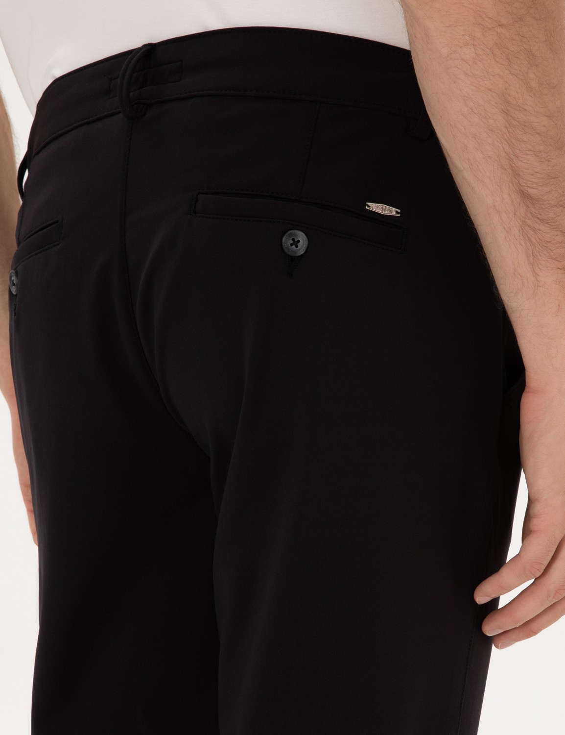 Pierre Cardin Erkek Siyah Slim Fit Beli Lastikli Kordonlu Jogger Kanvas Pantolon 50317281-VR046 görsel 6
