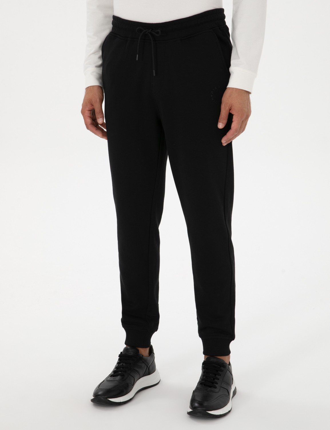 Pierre Cardin Erkek Siyah Slim Fit 3 Iplik Paçası Lastikli Eşofman Altı 50317676-VR046 görsel 2