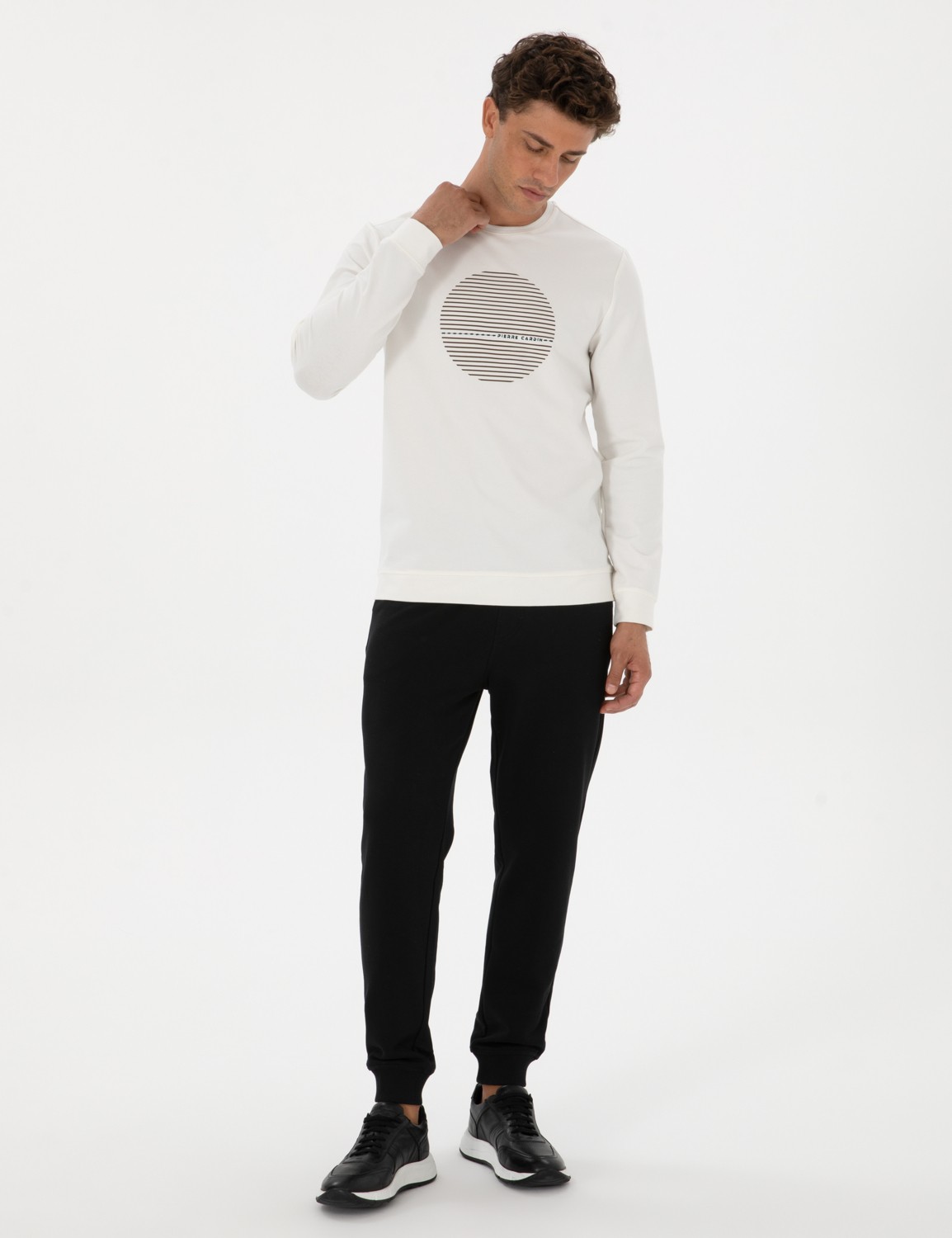 Pierre Cardin Erkek Siyah Slim Fit 3 Iplik Paçası Lastikli Eşofman Altı 50317676-VR046 görsel 3