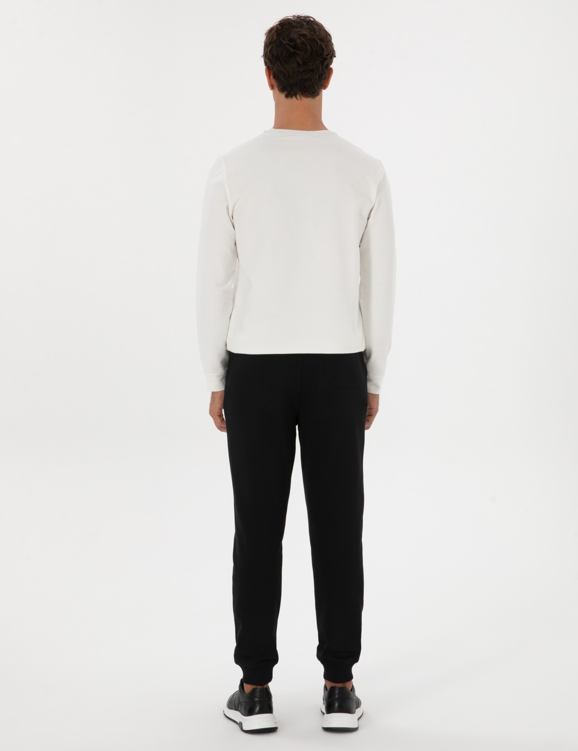 Pierre Cardin Erkek Siyah Slim Fit 3 Iplik Paçası Lastikli Eşofman Altı 50317676-VR046 görsel 4