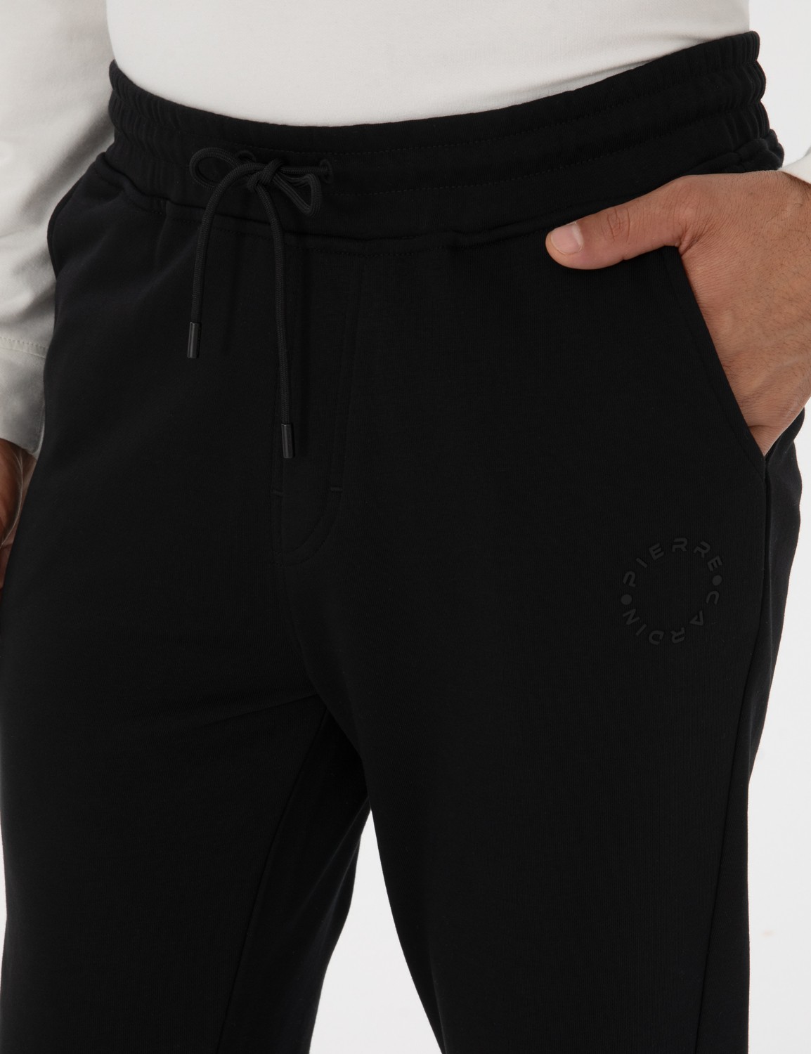 Pierre Cardin Erkek Siyah Slim Fit 3 Iplik Paçası Lastikli Eşofman Altı 50317676-VR046 görsel 5