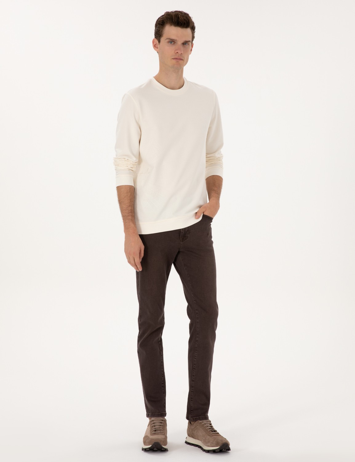 Pierre Cardin Erkek Kahverengi Slim Fit Jean Pantolon 50317247-VR029