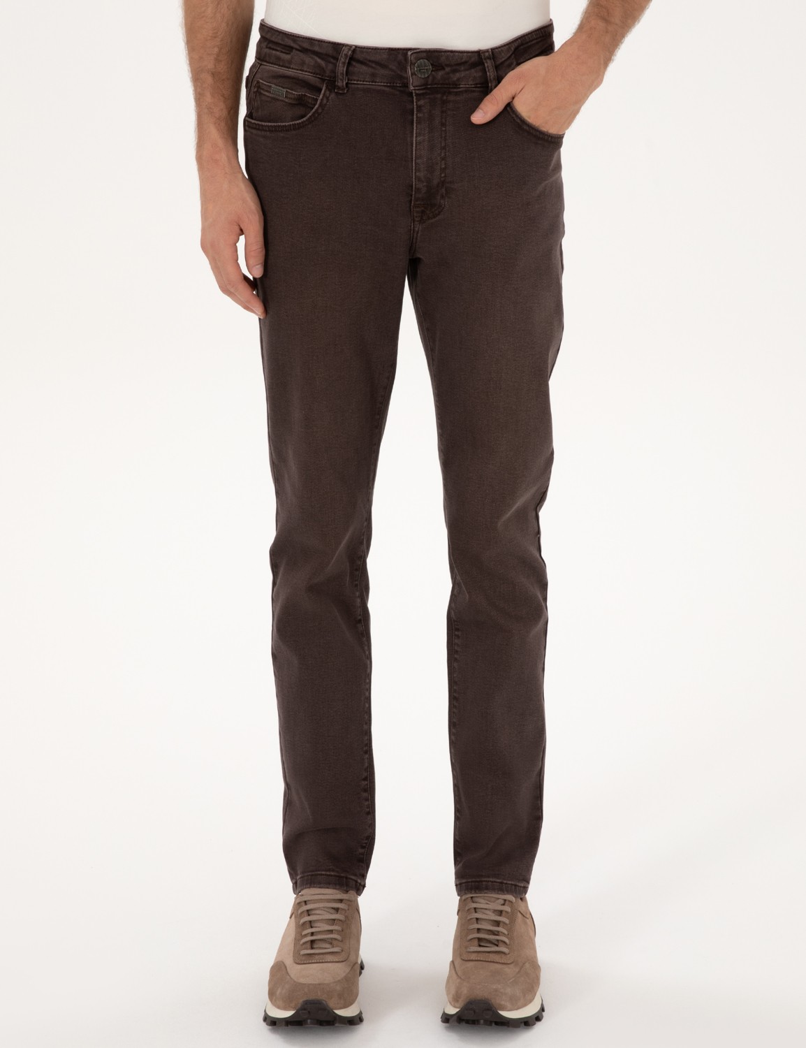 Pierre Cardin Erkek Kahverengi Slim Fit Jean Pantolon 50317247-VR029 görsel 2