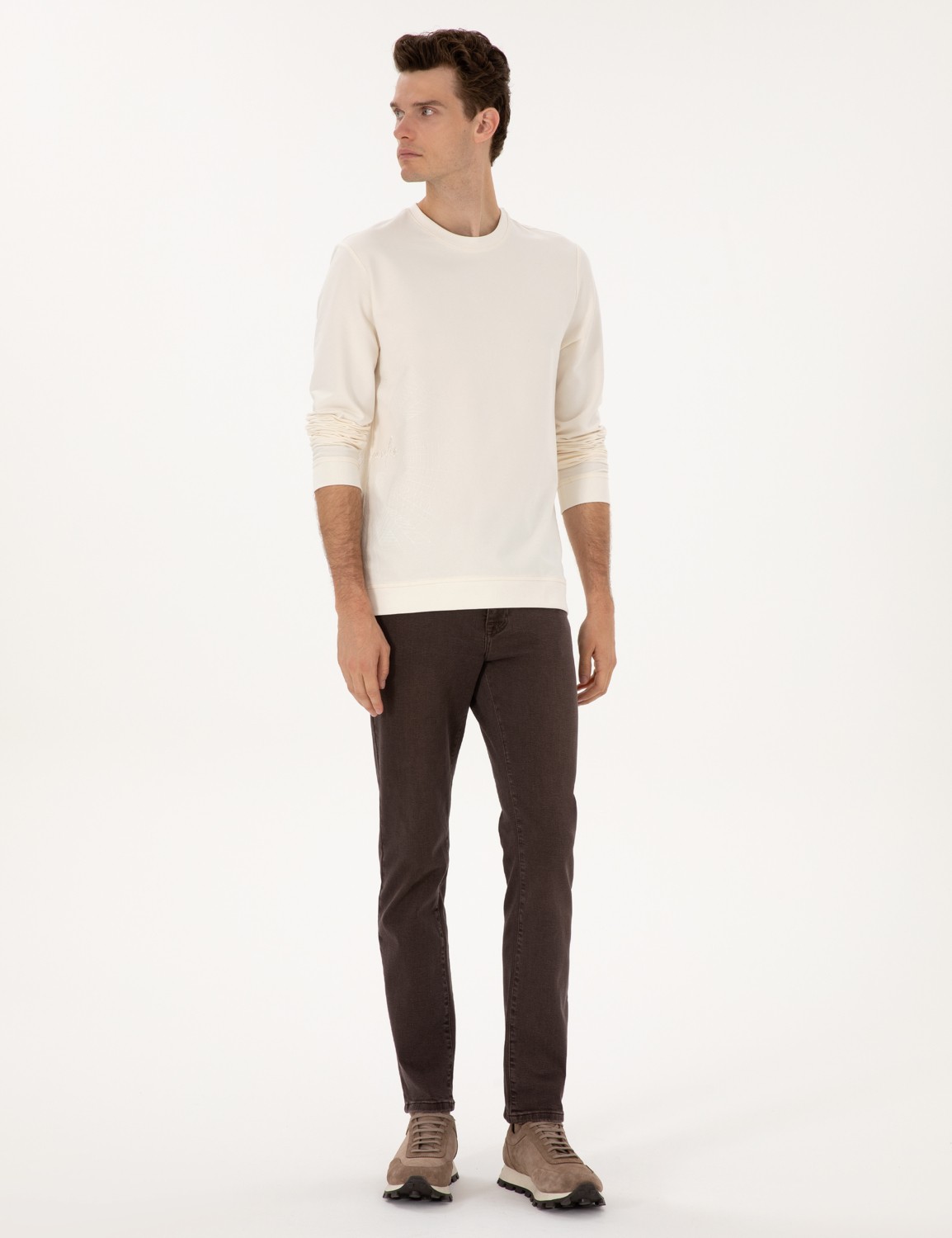 Pierre Cardin Erkek Kahverengi Slim Fit Jean Pantolon 50317247-VR029 görsel 3