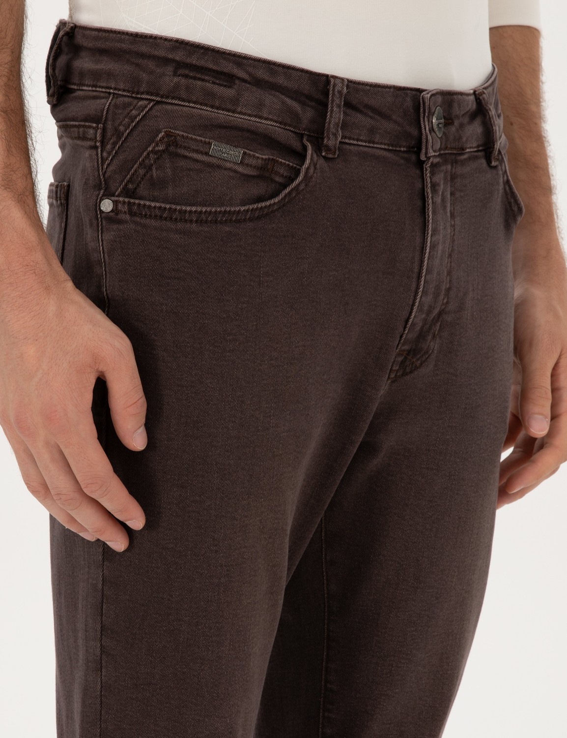 Pierre Cardin Erkek Kahverengi Slim Fit Jean Pantolon 50317247-VR029 görsel 5