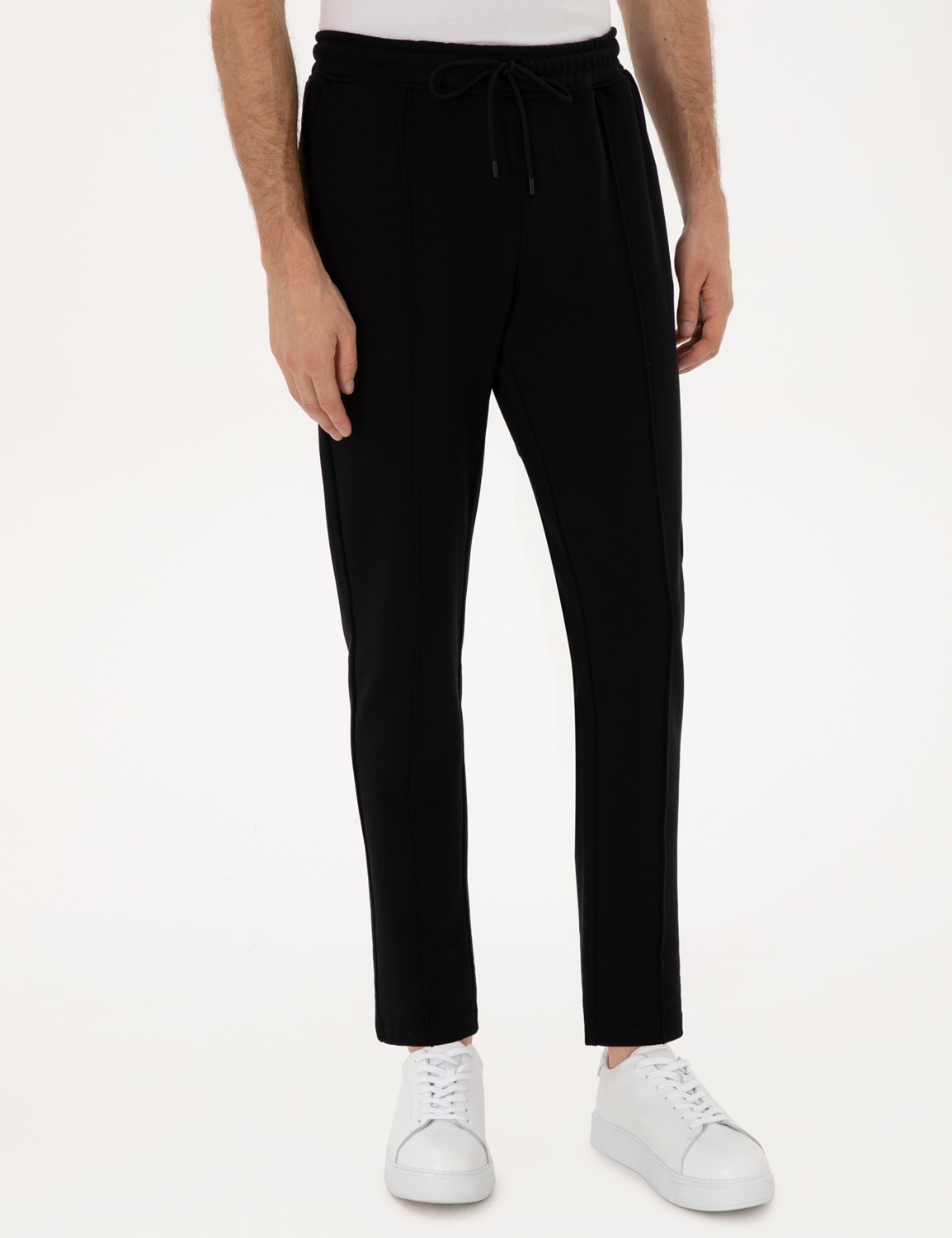 Pierre Cardin Erkek Siyah Slim Fit Nervürlü Düz Paça Eşofman Altı 50317659-VR046 görsel 2