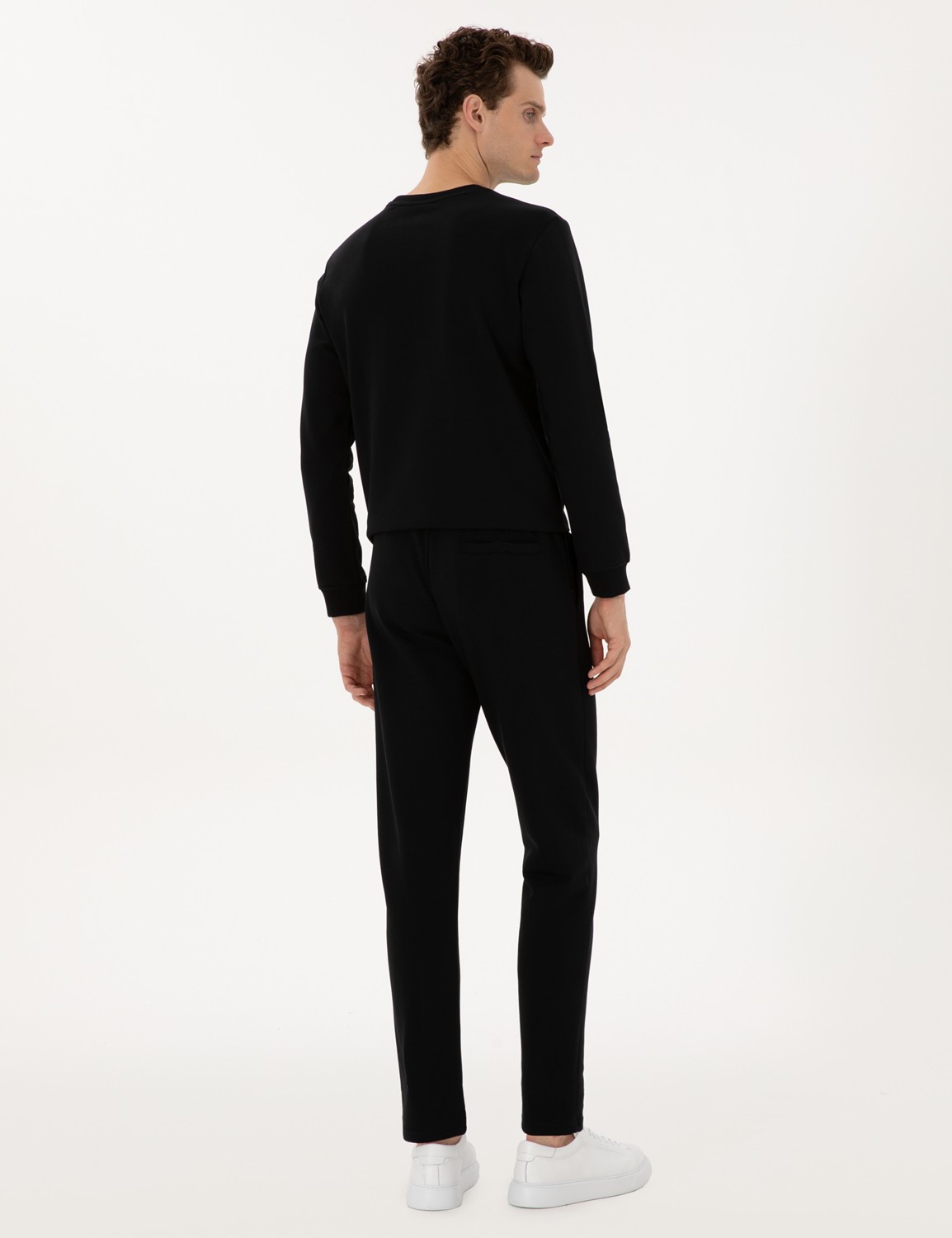 Pierre Cardin Erkek Siyah Slim Fit Nervürlü Düz Paça Eşofman Altı 50317659-VR046 görsel 4