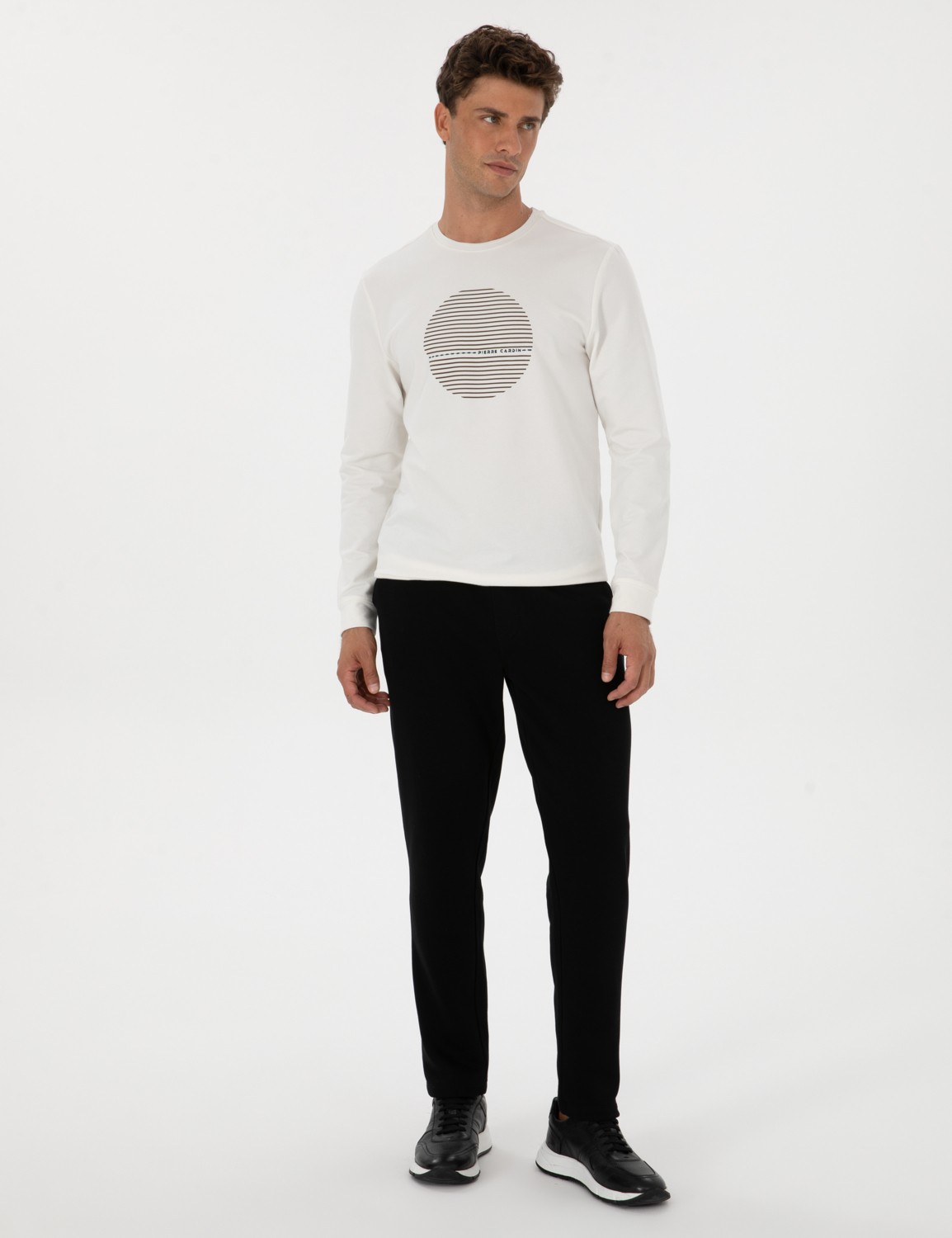 Pierre Cardin Erkek Siyah Slim Fit 3 Iplik Düz Paça Eşofman Altı 50317670-VR046