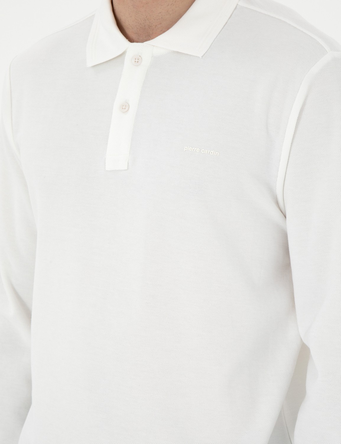 Pierre Cardin Erkek Ekru Slim Fit Kıvrılmaz Yaka Sweatshirt 50307408-VR019 görsel 7