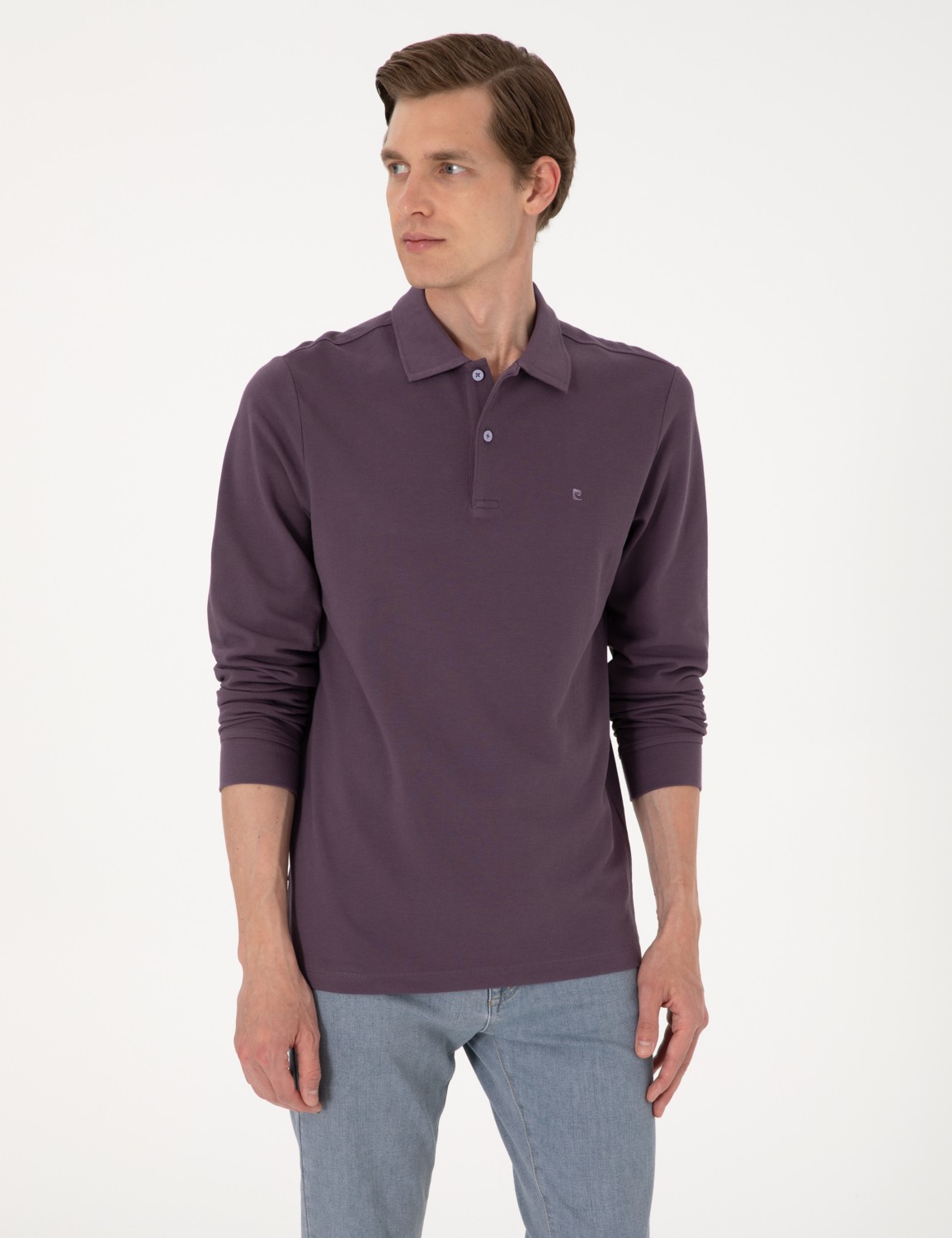 Pierre Cardin Erkek Bordo Slim Fit Kıvrılmaz Polo Yaka Basic Pike Sweatshirt 50314048-VR014